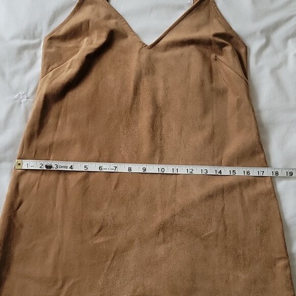 Aritzia Wilfred Free Women's Tan Faux Suede Mini Dress- Size XS - Picture 6 of 12